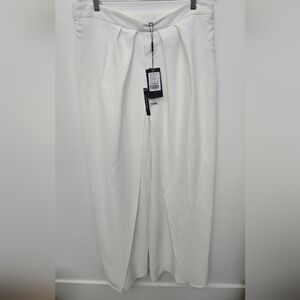 🥊NEW Elegant White Wide Leg Women's Pants W/ Back Skirt
